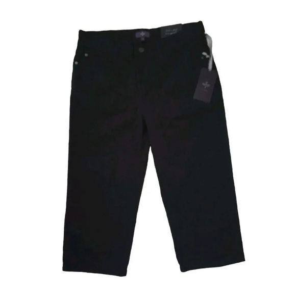 NYDJ SKIMMER Sz 2 Not Your Daughters Jeans Black capri cropped shorts Sz 28 New - Picture 2 of 10